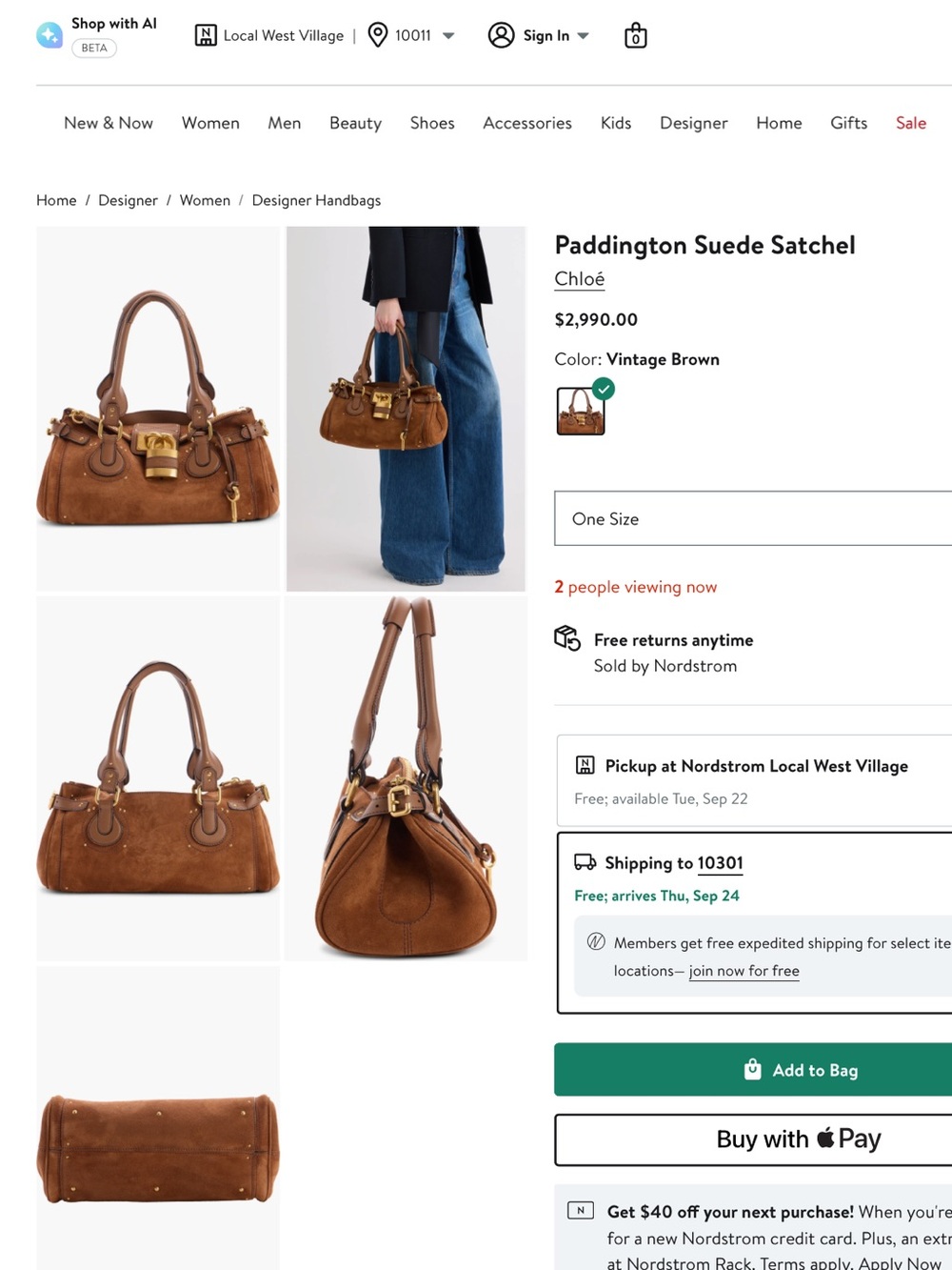 Chloé Vintage Brown Suede Paddington Shoulder Bag